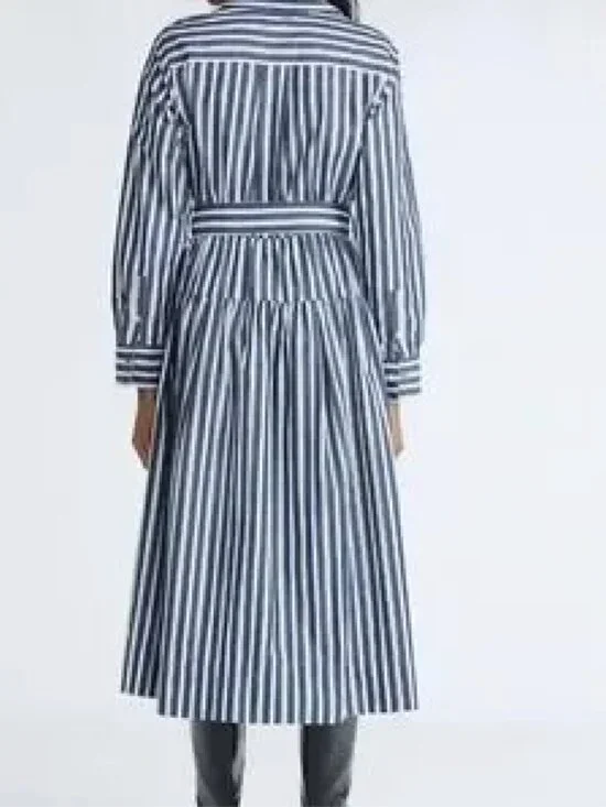 Free Assembly Cotton Maxi Shirtdress Belted Button Front Dress Pockets Size - Picture 3 of 8
